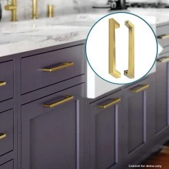 Randy & Travis Machinery 15x Brushed Brass Drawer Pulls Kitchen Cabinet Handles - Gold Finish 256mm