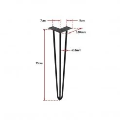 Randy & Travis Machinery Set Of 4 Industrial 12mm Steel Retro Hairpin Table Legs - 71cm Leg