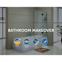 120 X 145cm Frameless Glass Bath Screen By Della Francesca BLACK