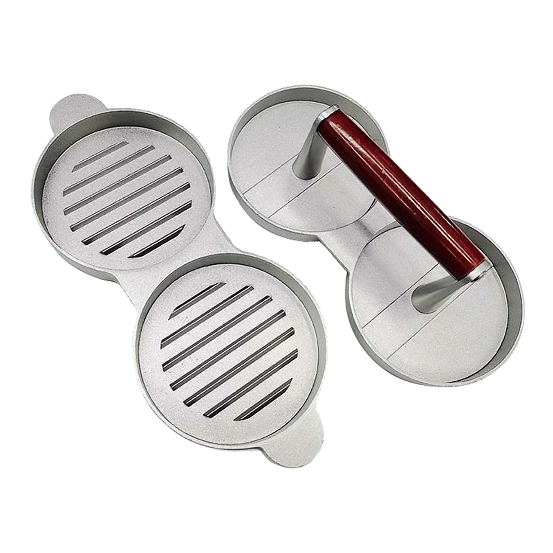 Randy & Travis Machinery Home & Lifestyle Double Burger Press Hamburger Maker Non Stick Aluminium Beef Patty Meat BBQ