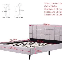 Palermo King Linen Fabric Bed Frame - Beige