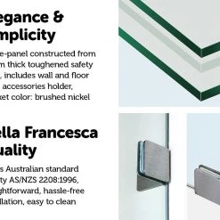 Della Francesca 90 X 200cm Frameless 10mm Safety Glass Shower Screen Nickel Finish