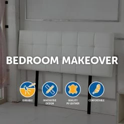 Palermo Furniture Queen PU Leather Bed Deluxe Headboard Bedhead - White