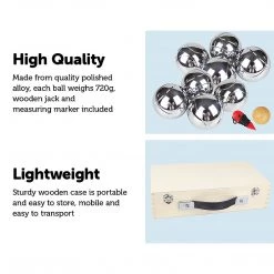 Randy & Travis Machinery Deluxe Boules Bocce 8 Alloy Ball Set With Wooden Case