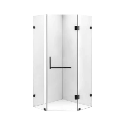 1000 X 1000mm Frameless 10mm Glass Shower Screen By Della Francesca Black Hinges/Brackets And Square Handle