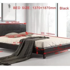 Palermo Double Bed Frame Black PU Leather Furniture