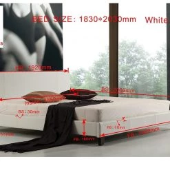 Palermo King Bed Frame White PU Leather