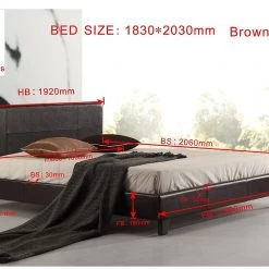Palermo King Bed Frame Brown PU Leather Furniture