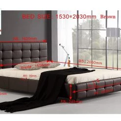 Palermo Queen Brown PU Leather Deluxe Bed Frame