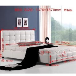 Palermo Double White PU Leather Deluxe Bed Frame