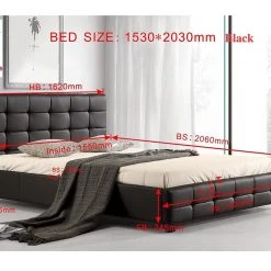Palermo Queen Black PU Leather Deluxe Bed Frame