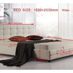 Palermo King White PU Leather Deluxe Bed Frame Furniture