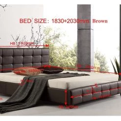 Palermo King Brown PU Leather Deluxe Bed Frame Furniture