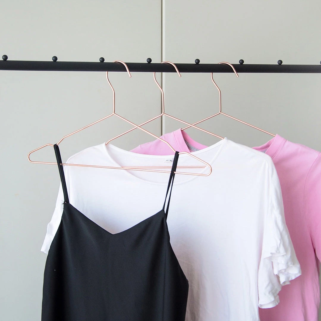 Randy & Travis Machinery Adult 16.5" Rose Gold Shiny Metal Wire Coat Suit Top Clothes Hangers (60pc Per Set)