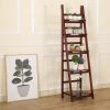 Randy & Travis Machinery Furniture 5 Tier Wooden Ladder Shelf Stand Storage Book Display Rack - Coffee