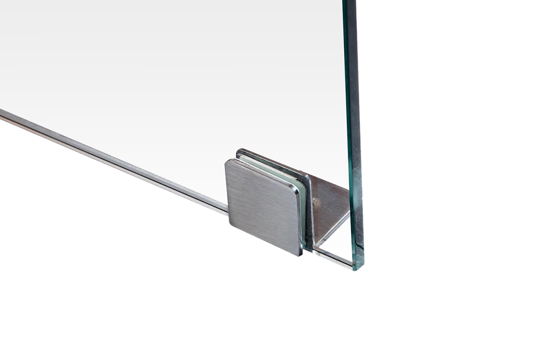 120 X 90cm Frameless 10mm Glass Shower Screen By Della Francesca Nickel Hinges/Brackets And Round Handle