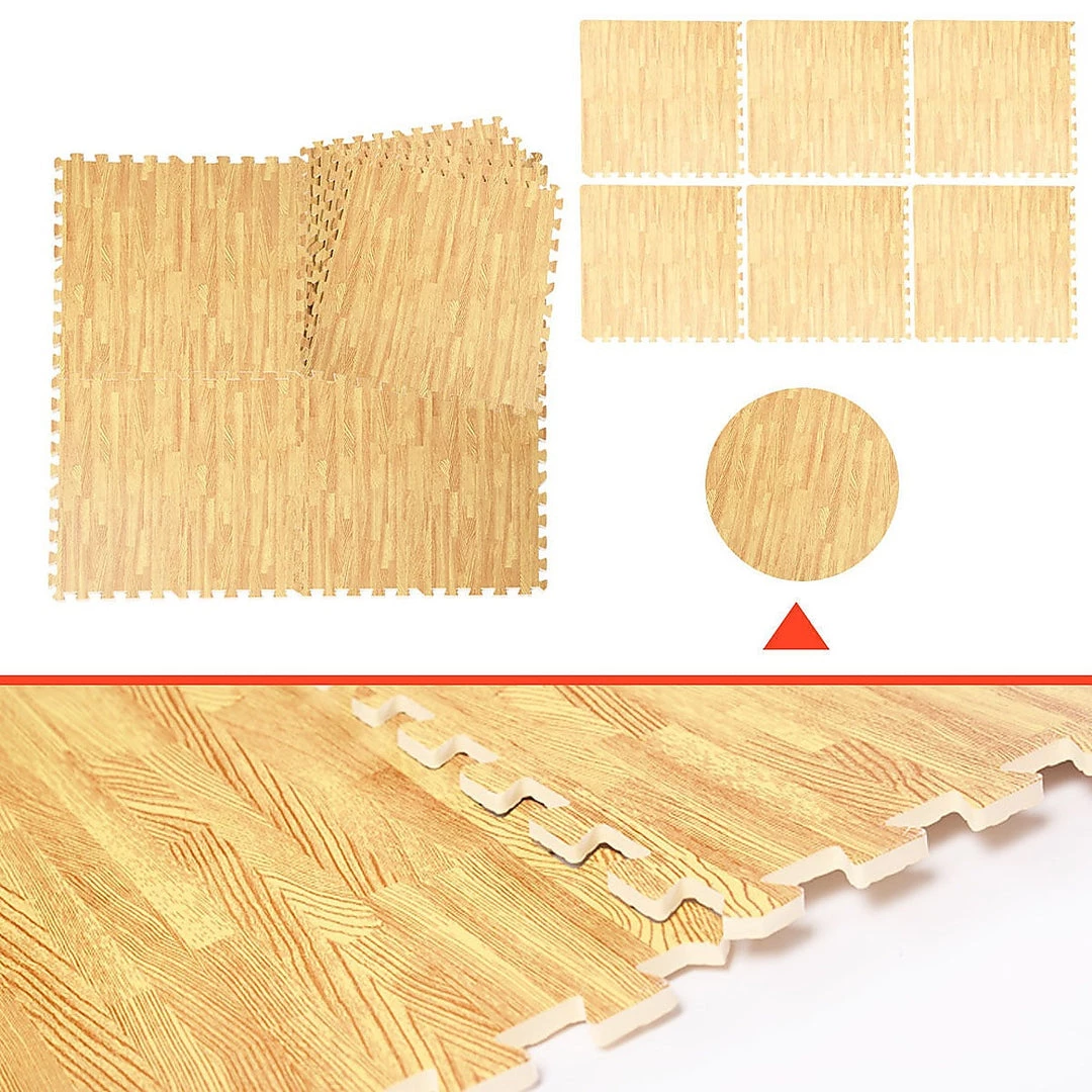 Randy & Travis Machinery 12 Tiles EVA Fitness Home Yoga Gym Interlocking Floor Puzzle Mat - Wood Colour Sports & Fitness