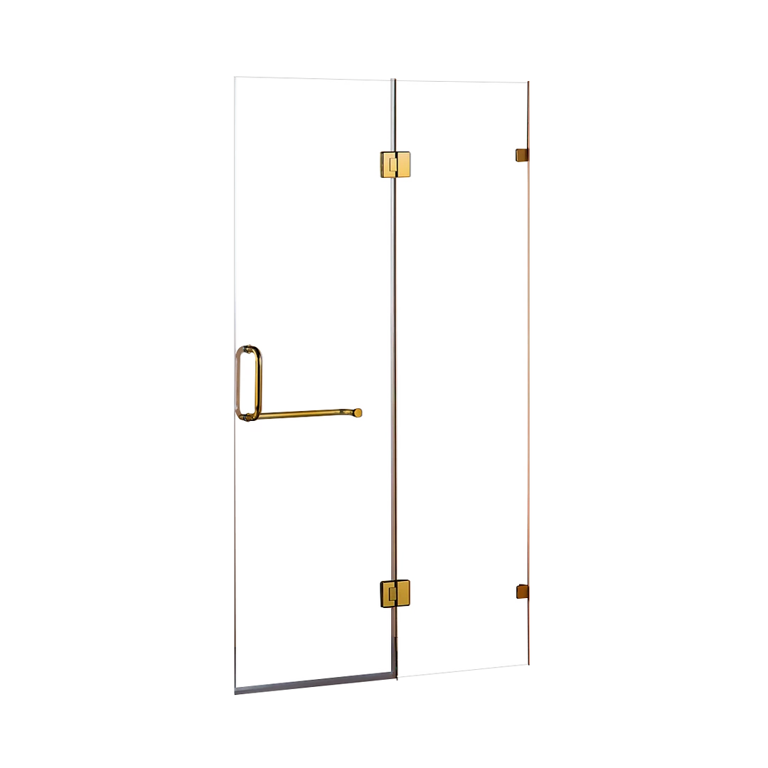 Della Francesca 90 X 200cm Wall To Wall Frameless Shower Screen In GOLD Hardware With ROUND Handle