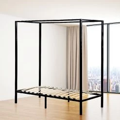 Palermo 4 Four Poster Single Bed Frame - Black Furniture