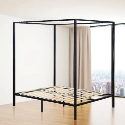 Palermo 4 Four Poster Double Bed Frame - Black