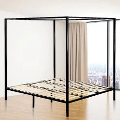 Palermo 4 Four Poster King Bed Frame - Black Furniture