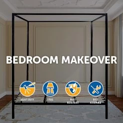 Palermo 4 Four Poster King Bed Frame - Black Furniture