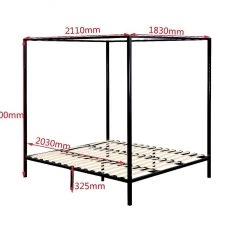 Palermo 4 Four Poster King Bed Frame - Black Furniture