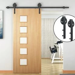 Randy & Travis Machinery 2m Big Spoke Wheel Black Sliding Barn Door Hardware DIY & Renovation