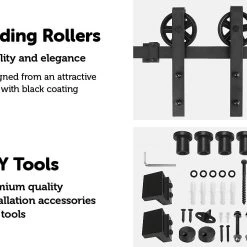 Randy & Travis Machinery 2m Big Spoke Wheel Black Sliding Barn Door Hardware DIY & Renovation