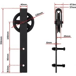 Randy & Travis Machinery 2m Big Spoke Wheel Black Sliding Barn Door Hardware DIY & Renovation