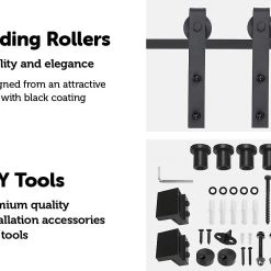 Randy & Travis Machinery 2.0m Black Sliding Barn Door Hardware DIY & Renovation