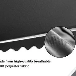 Bariloche DIY & Renovation Retractable Fixed Pivot Arm Window Awning Patio Garden Blinds 2.4m X 2.1m Grey