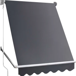Bariloche DIY & Renovation Retractable Fixed Pivot Arm Window Awning Patio Garden Blinds 2.4m X 2.1m Grey