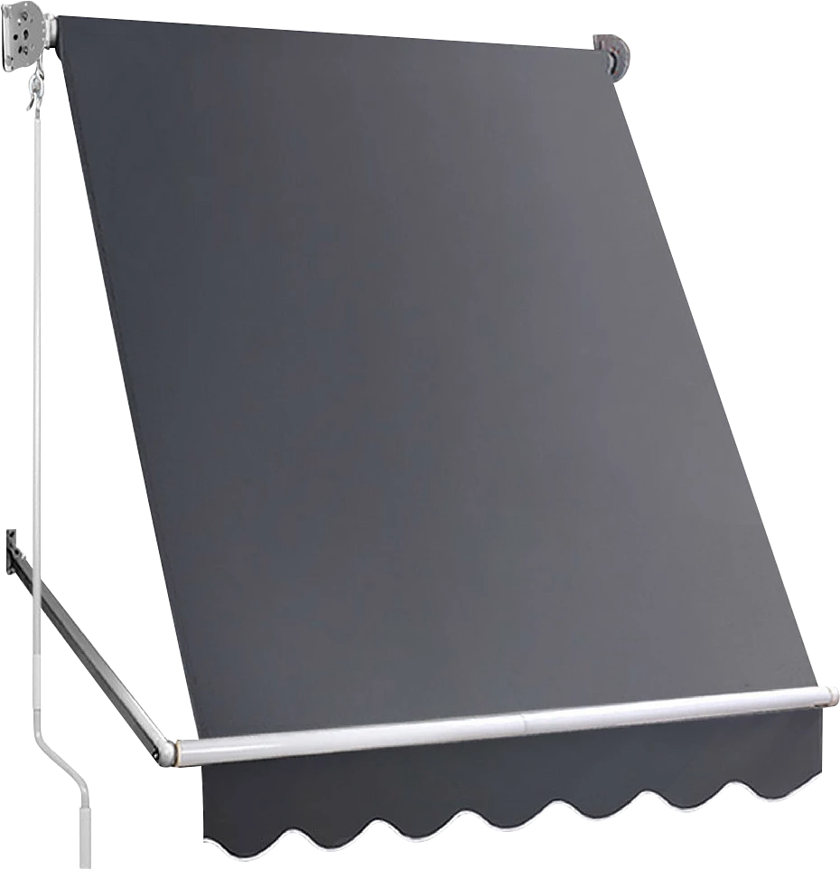 Bariloche DIY & Renovation Retractable Fixed Pivot Arm Window Awning Patio Garden Blinds 2.4m X 2.1m Grey