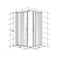 Della Francesca DIY & Renovation 1000 X 800mm Sliding Door Nano Safety Glass Shower Screen In CHROME