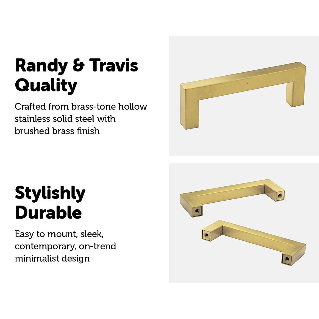 Randy & Travis Machinery DIY & Renovation 15x Brushed Brass Drawer Pulls Kitchen Cabinet Handles - Gold Finish 96mm