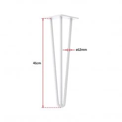 Della Francesca Set Of 4 White Industrial Retro 3-Rod Table Legs 12mm Steel Bench Desk - 41cm