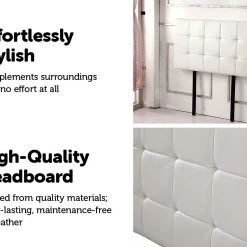 Palermo Single PU Leather Bed Deluxe Headboard Bedhead - White