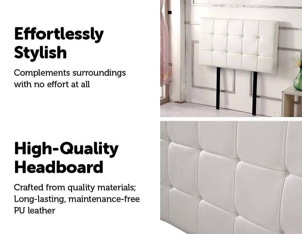 Palermo Single PU Leather Bed Deluxe Headboard Bedhead - White