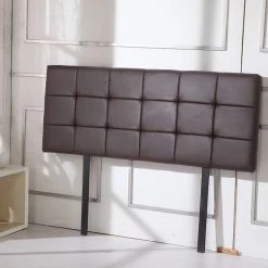 Palermo Double PU Leather Bed Deluxe Headboard Bedhead - Brown Furniture