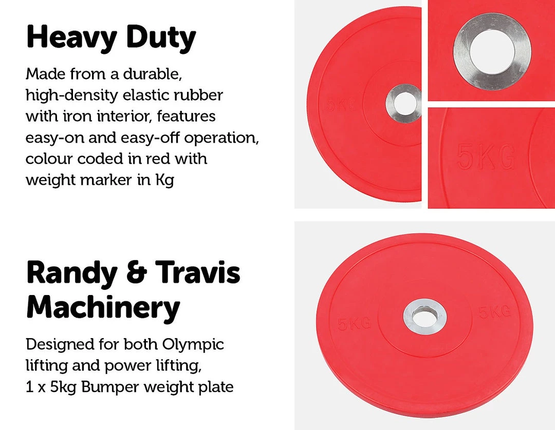 Randy & Travis Machinery 5kg PRO Olympic Rubber Bumper Weight Plate