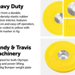 Randy & Travis Machinery 15kg PRO Olympic Rubber Bumper Weight Plate Sports & Fitness