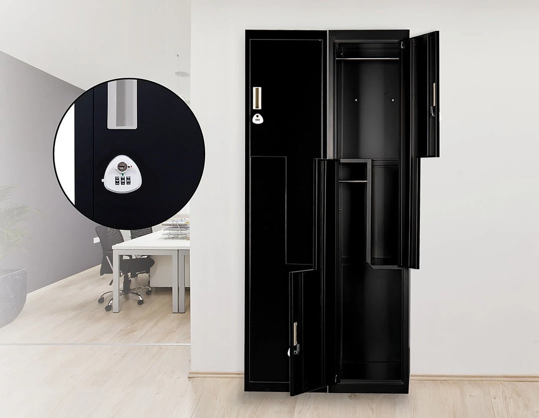 Salvatore Angelotti Furniture Black Two-Door L-shaped Office Gym Shed Storage Locker - 3-Digit Combination Lock