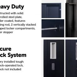 Salvatore Angelotti Black Two-Door L-shaped Office Gym Shed Storage Locker - Padlock-operated Furniture