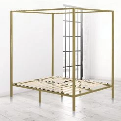 Palermo 4 Four Poster Double Bed Frame - Gold Furniture