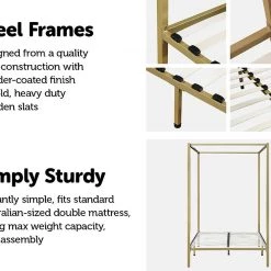 Palermo 4 Four Poster Double Bed Frame - Gold Furniture