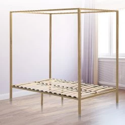 Palermo 4 Four Poster Queen Bed Frame - Gold Furniture