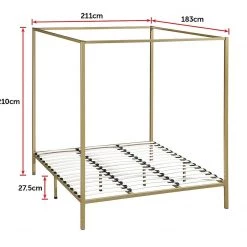 Palermo 4 Four Poster King Bed Frame - Gold