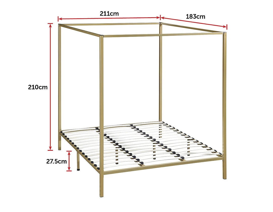 Palermo 4 Four Poster King Bed Frame - Gold