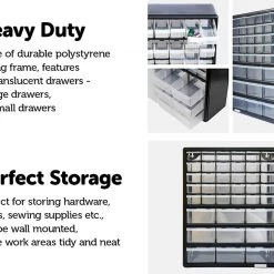 Randy & Travis Machinery Furniture Storage Cabinet Drawers 39 Plastic Tool Box Containers Organiser Cupboard
